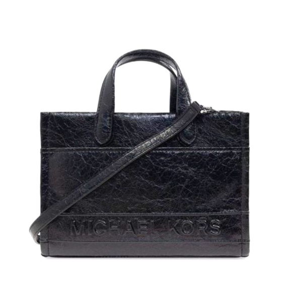 Michael Kors Gigi Black Tote Purse Bag Embossed Logo Women Designer NWT $309 - Picture 1 of 12
